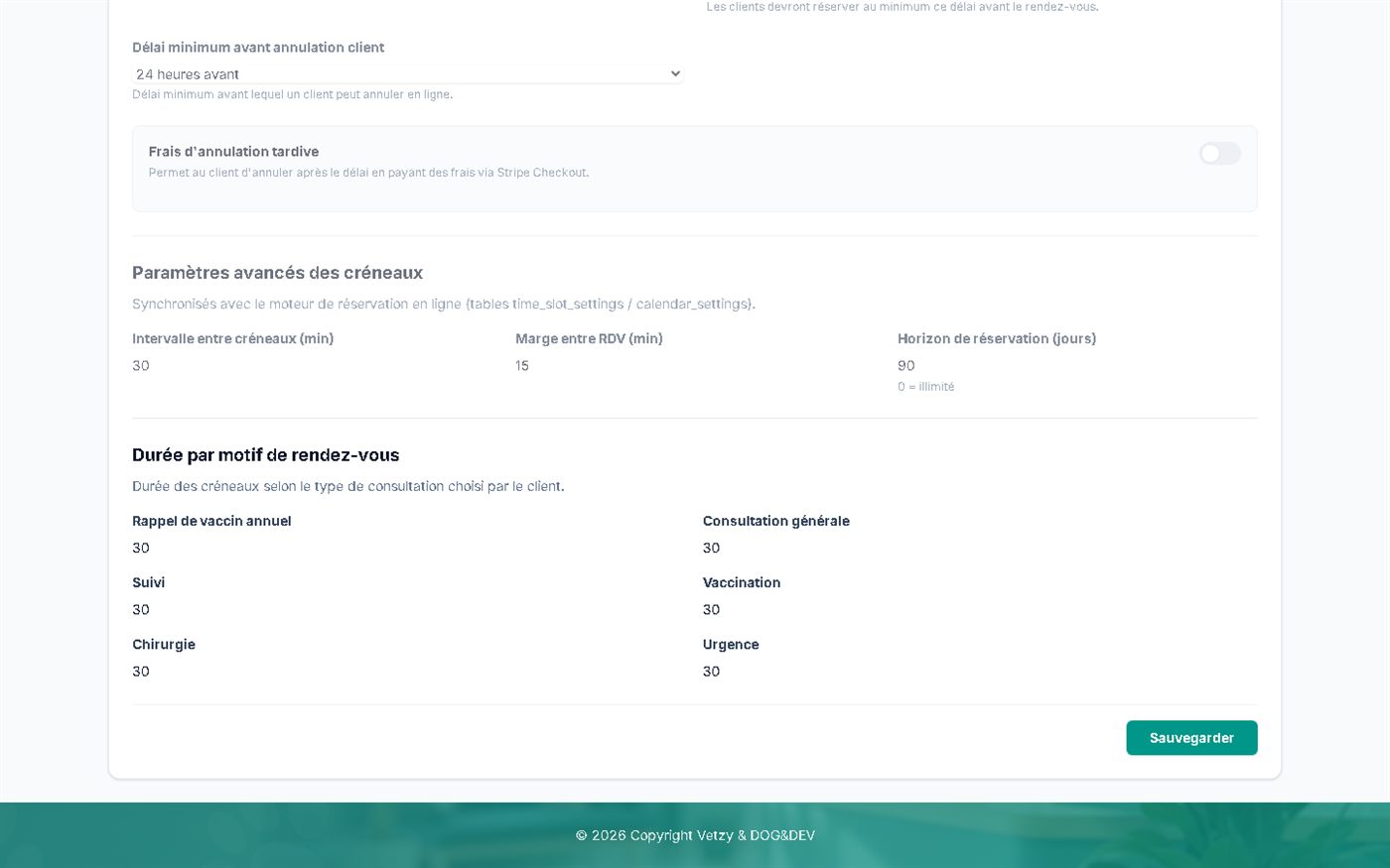 Donner à chaque vétérinaire ses propres réglages